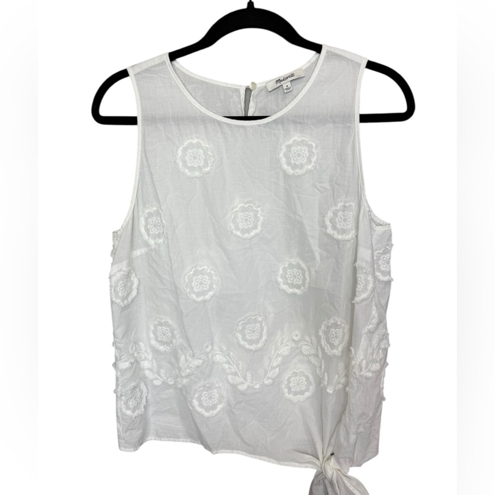 Madewell White Floral Embroidered Blouse